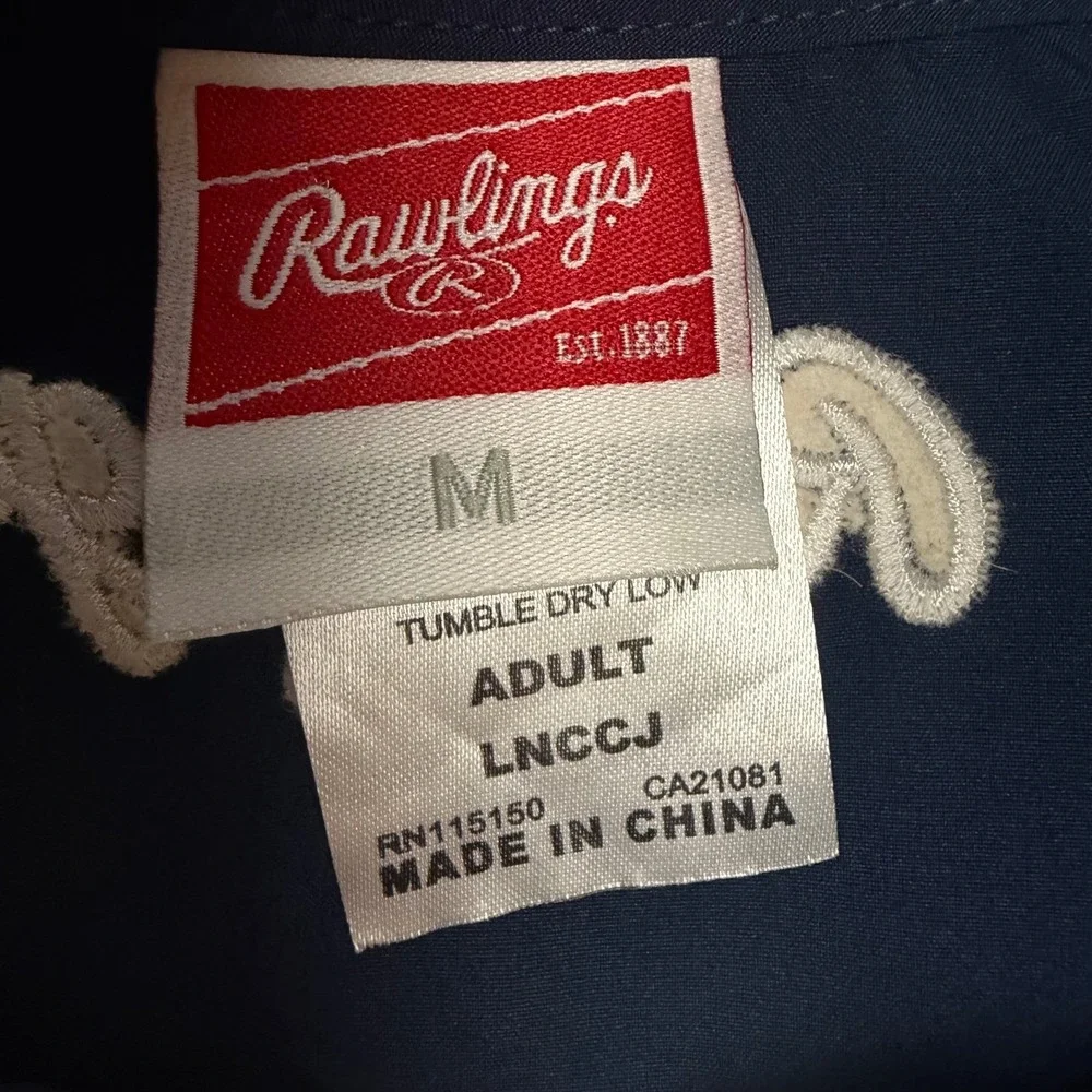 Rawlings LNCCJ Mens Navy Blue Quarter Zip Short Sleeve Baseball Cage Jacket M